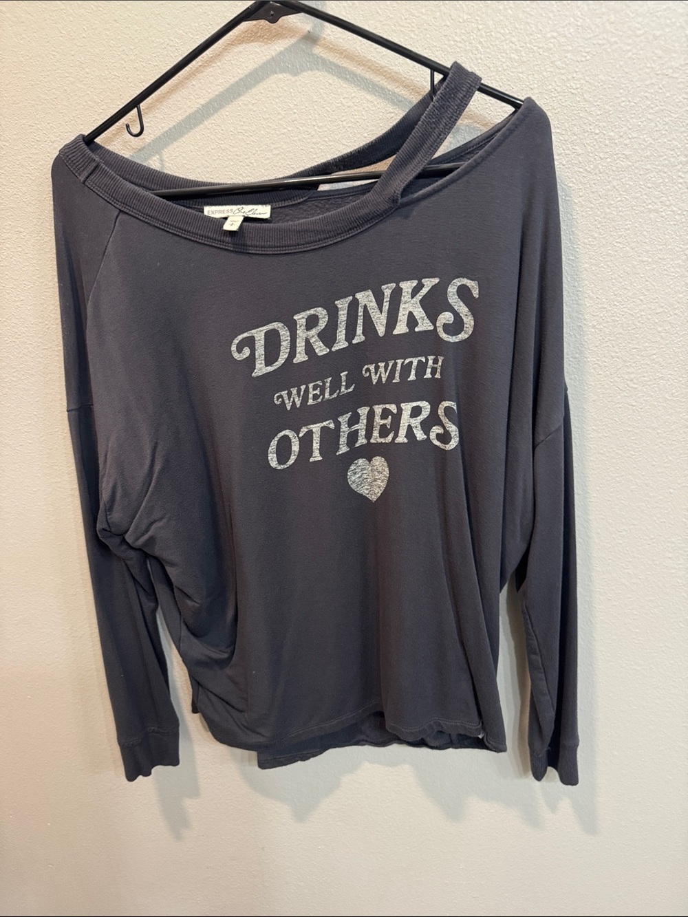 Express Black Graphic Sweatshirt - 'Drinks Well With Others'